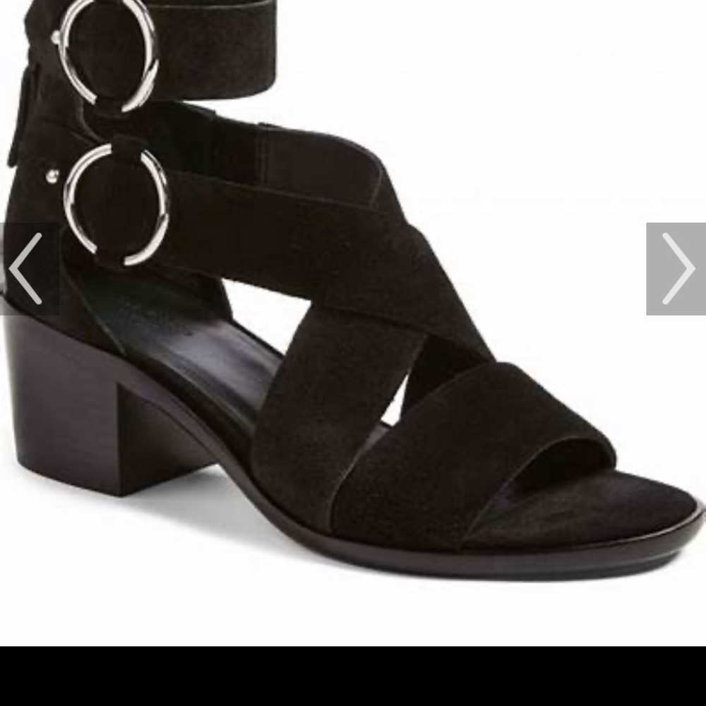 Rag & Bone Black Suede Mari Sandals with Silver Accents